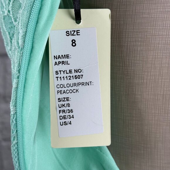 Lindy Bop April Dress Women's US 4 UK 8 Lace Teal Peacock Retro Sleeveless NWT - Picture 11 of 11